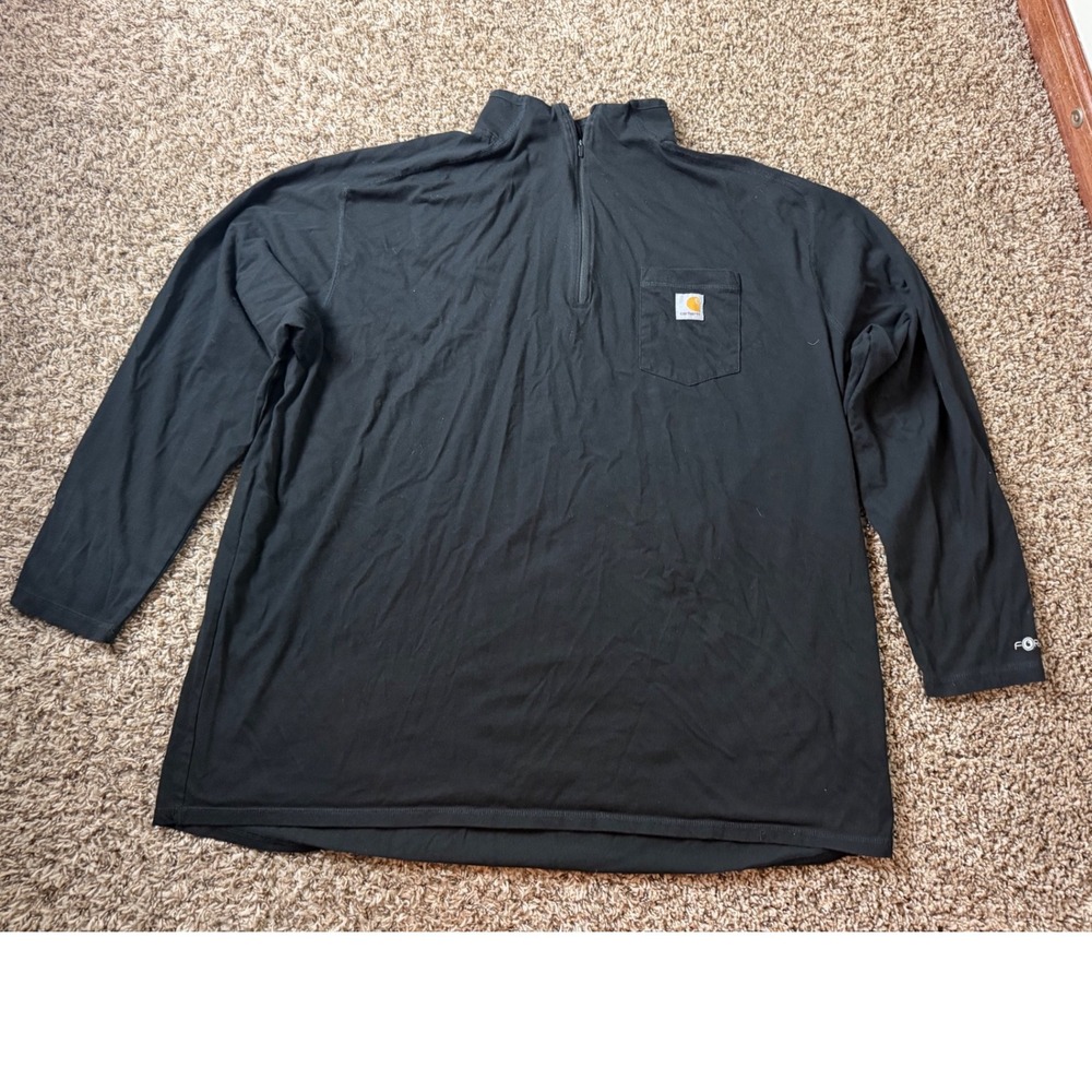 Carhartt Force Relaxed Fit Quarter Zip Long Sleeve‎ Shirt Black Mens 3XL Pocket